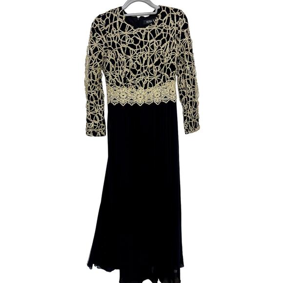 refka Dresses & Skirts - Women's Refka Gold and Black Long Sleeve Maxi Dress size 9